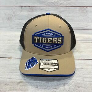 Colosseum Memphis Tigers Trucker Hat Mens OSFA Tan Black Snapback NCAA NWT
